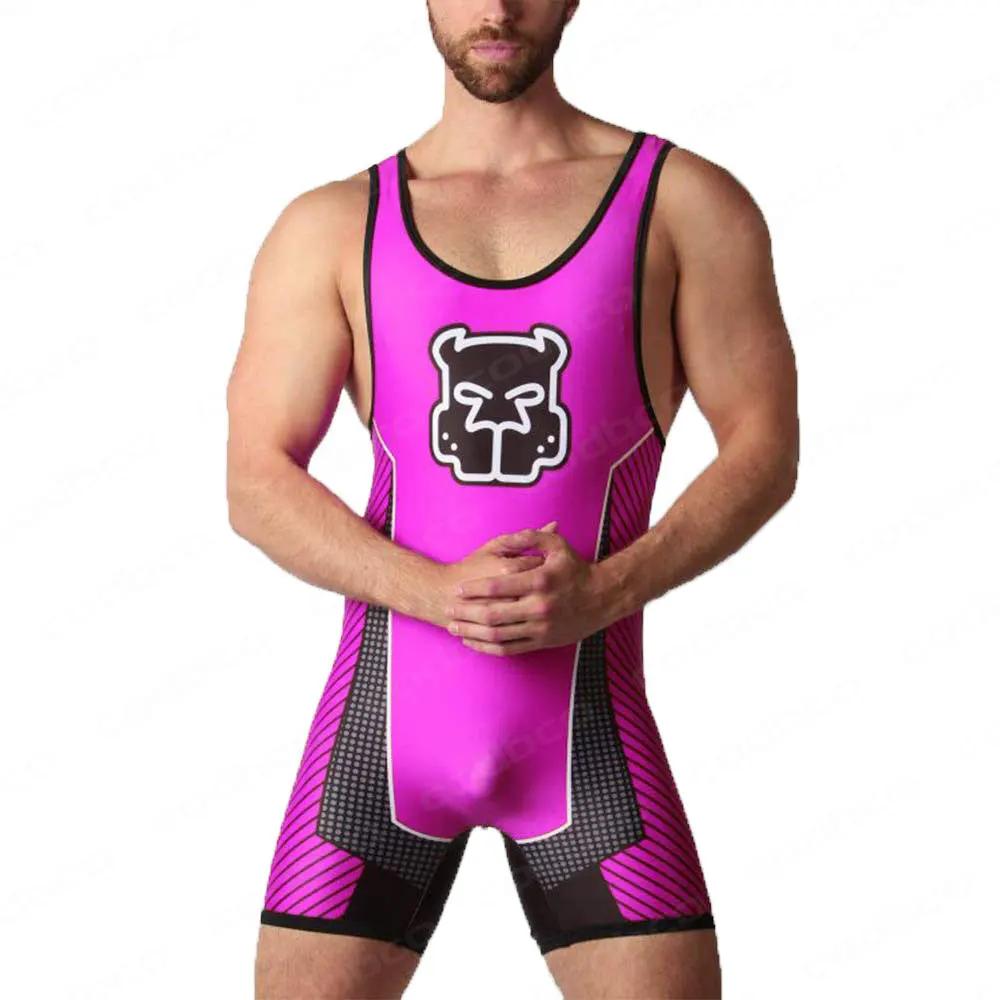 Nouveau costume de lutte Singlet pour hommes une pièce body boxe Triathlon combinaison élastique Lyc