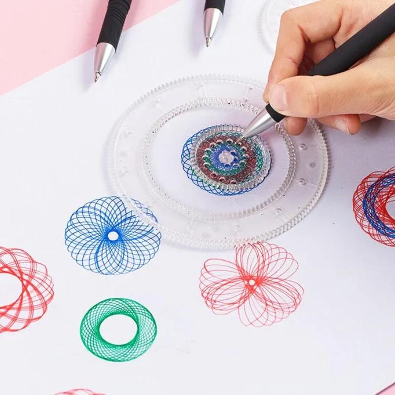 Règle de spirographe pour dessin, peinture à gratter, jouets, engrenages imbriqués, roues, peinture,
