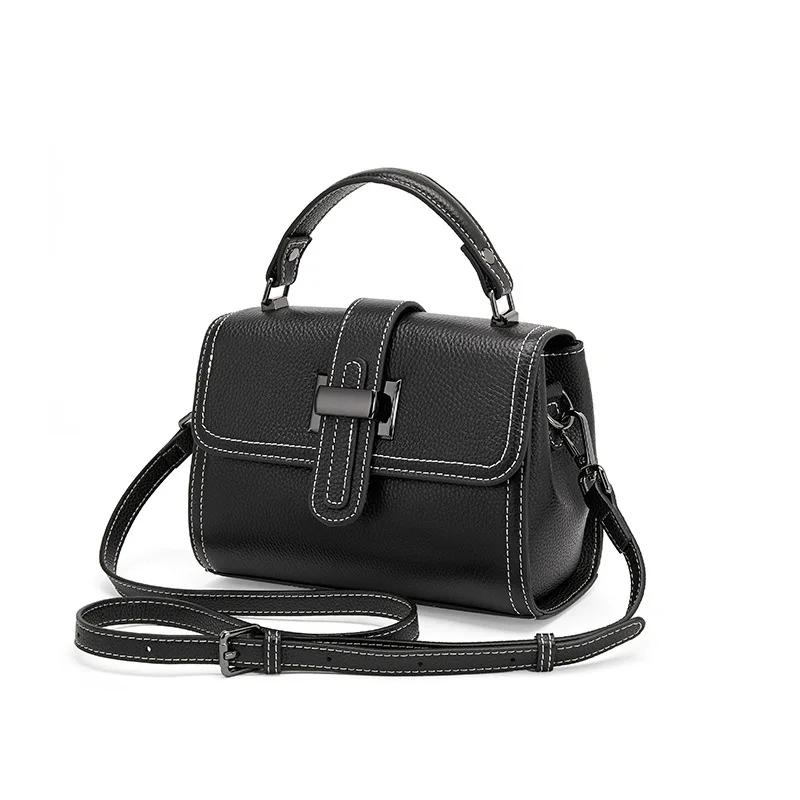 Sac messager en cuir véritable pour femme, sac à main décontracté, cuir de vache, tout assressenti, 