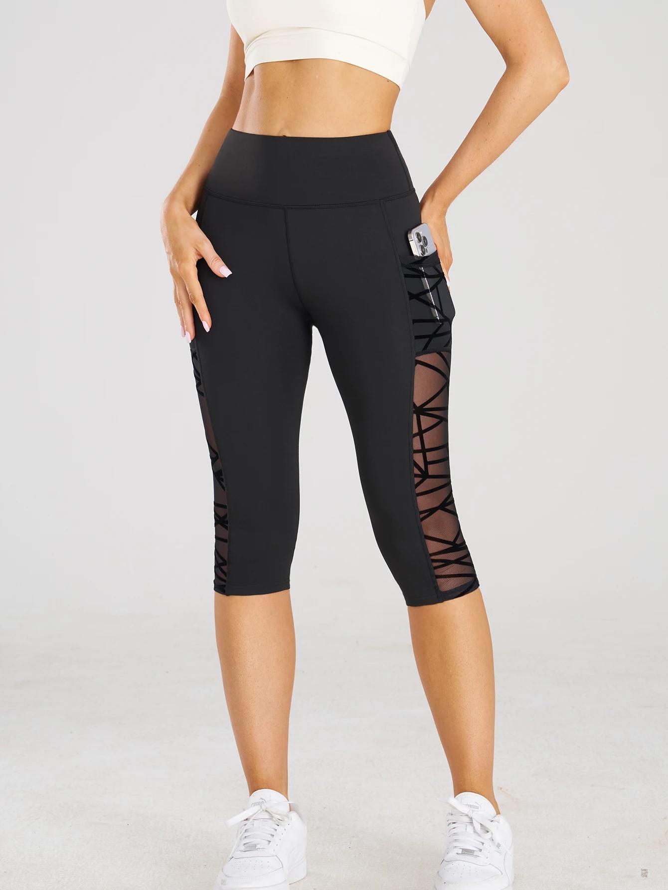 Taille haute Yoga pantalons courts Leggings avec poches sport Fitness décontracté serré pantalons de