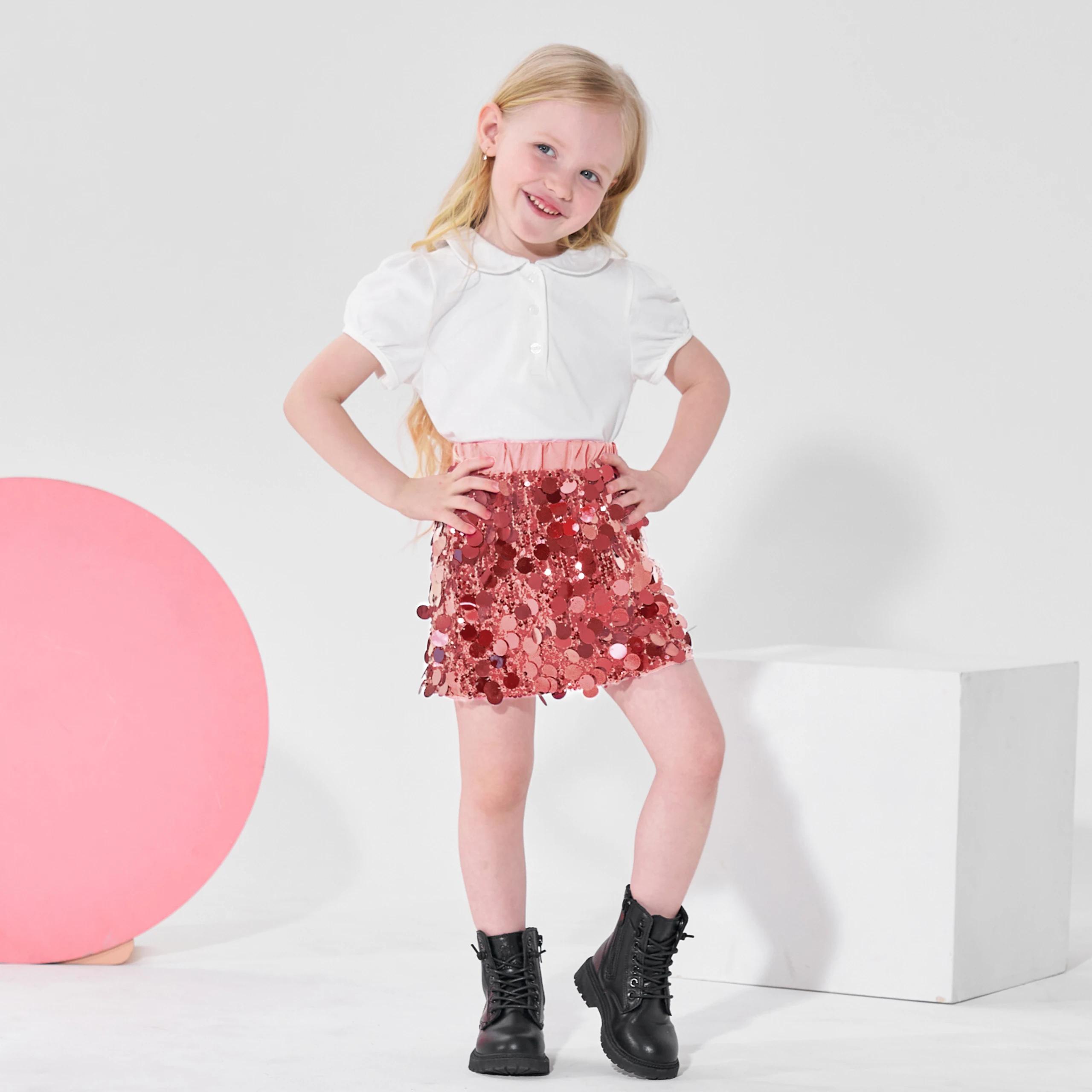 LOLParquet-Mini jupe à paillettes pour filles, jupe crayon à paillettes pour tout-petits, taille éla