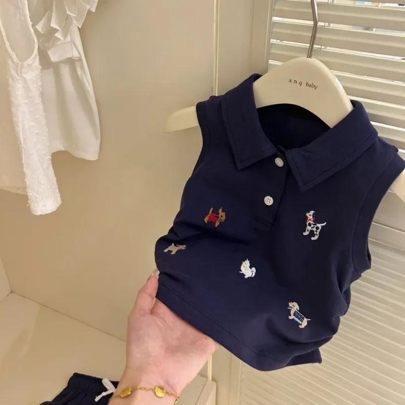 Vêtements d'été pour bébés filles, Polo + jupe pour chien de dessin animé mignon, 2 costumes pour to