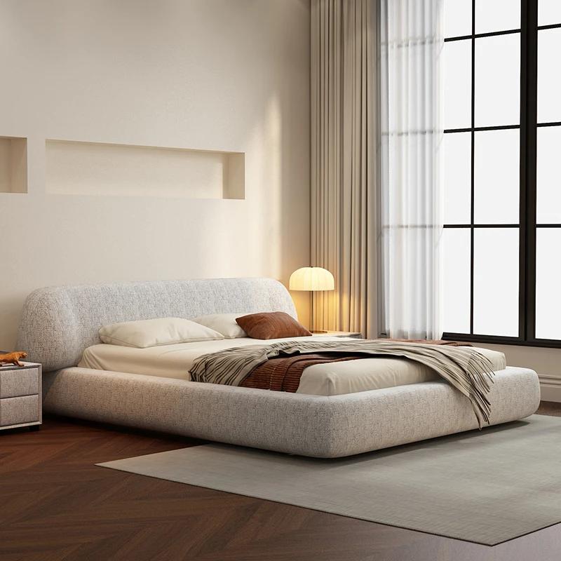 Mariage lits confortables esthétique Double rangement européen lits modernes crème concepteur minima