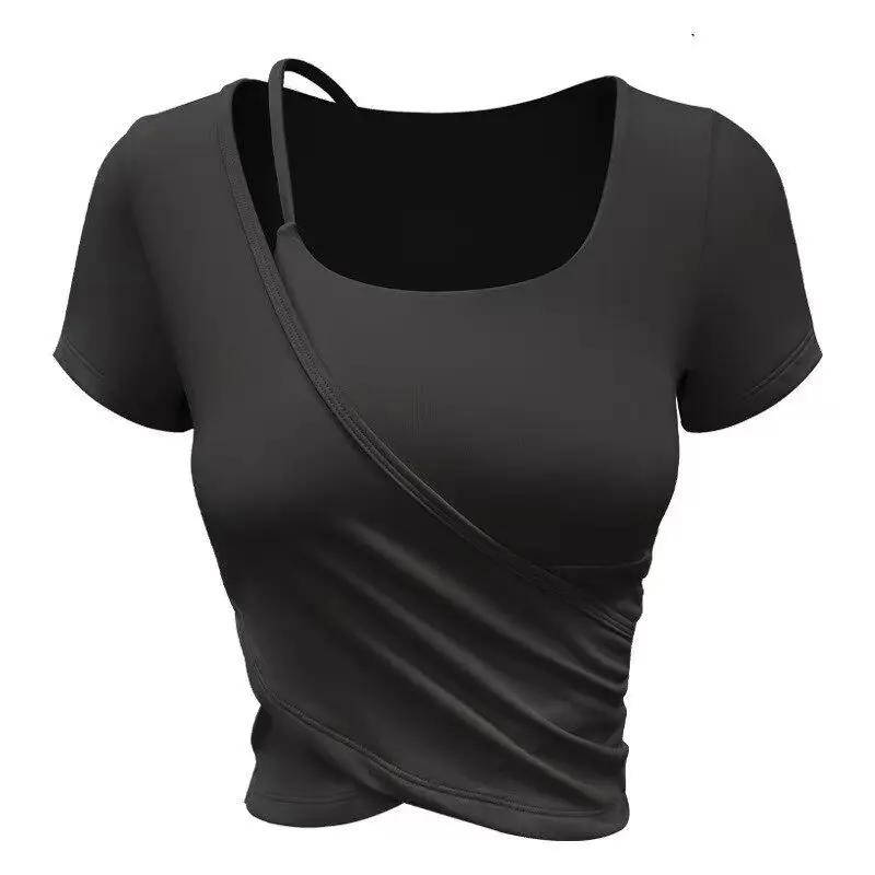 Vêtements de yoga à manches longues pour l'été, hauts amincissants élégants avec coussinets de poitr