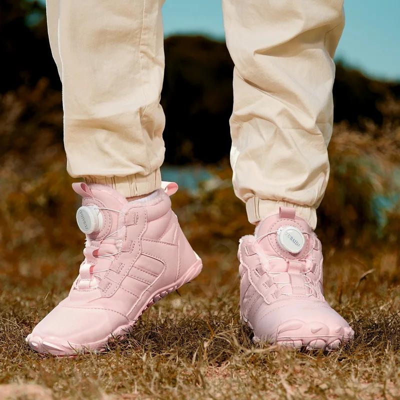 Bottes d'hiver parent-enfant antidérapantes - Chaussures fourrées chaudes pour garçons et filles en plein air