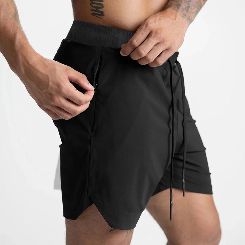 Short de course pour hommes, monocouche tissé, séchage rapide, couleur unie, Fitness, sport, décontr
