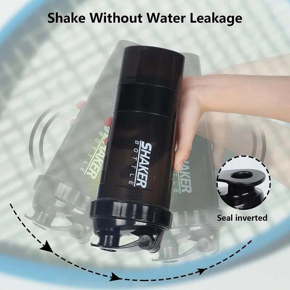3 couches Shaker bouteille de protéines poudre Shake Cup bouteille d'eau tasse de mélange en plastiq