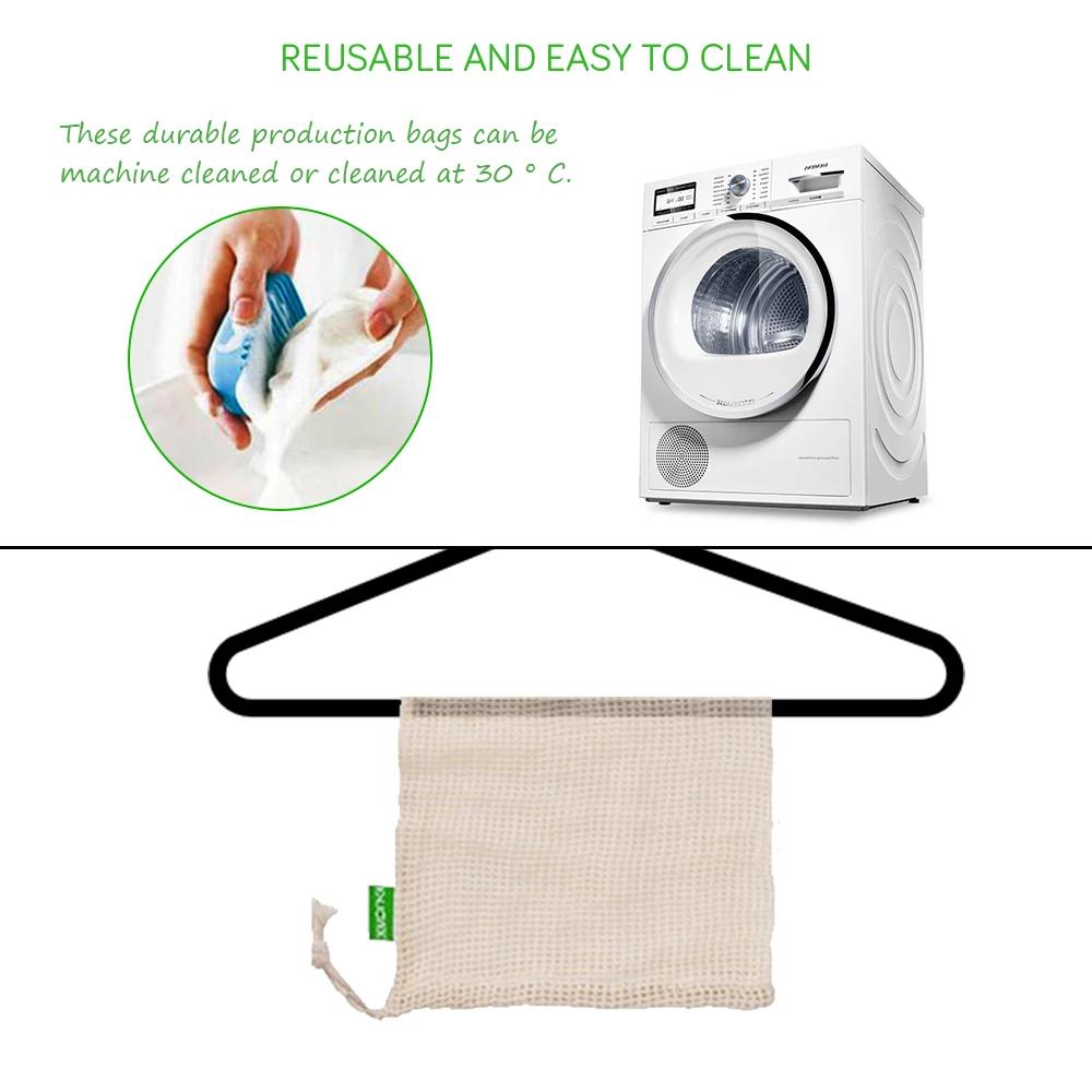 Sacs de produits en maille de coton réutilisables, pour légumes, fruits, aliments, cuisine, sac de r