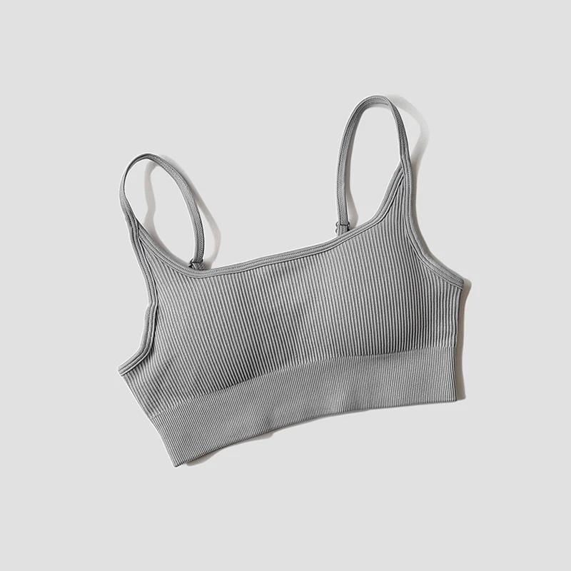Haut court femme sexy sans couture soutien-gorge dos nu yoga gym fitness débardeur sport