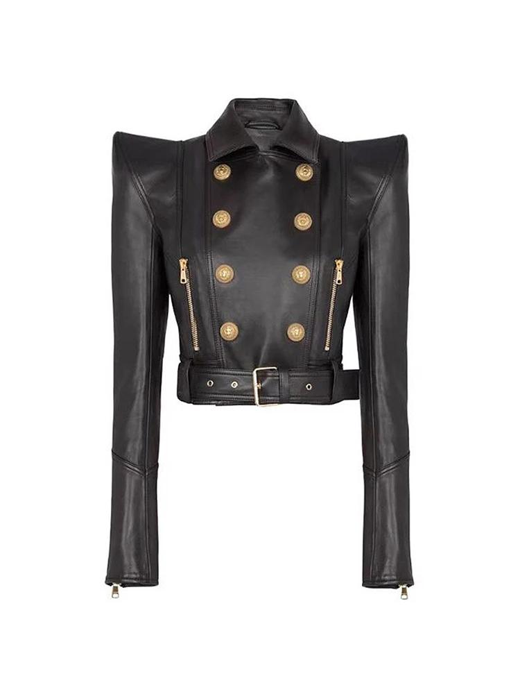 HIGH STREET Nouvelle Collection 2026 Veste de Créateur Femme à Épaules Dénudées, Double Boutonnage, 