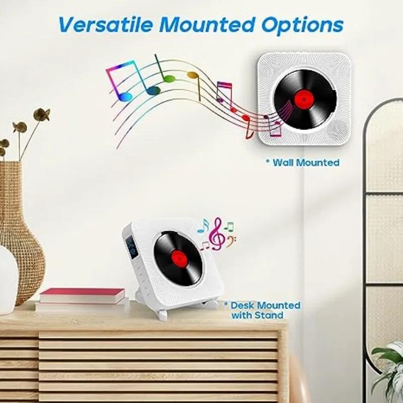Qoosea-Lecteur CD mural avec écran LCD, télécommande infrarouge domestique, prise en charge des CD, 