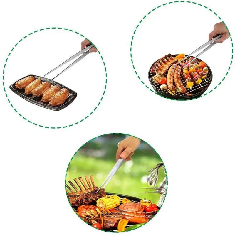 Pince à épiler dentée en acier inoxydable, longue pince à aliments pour Barbecue, pince droite, mais