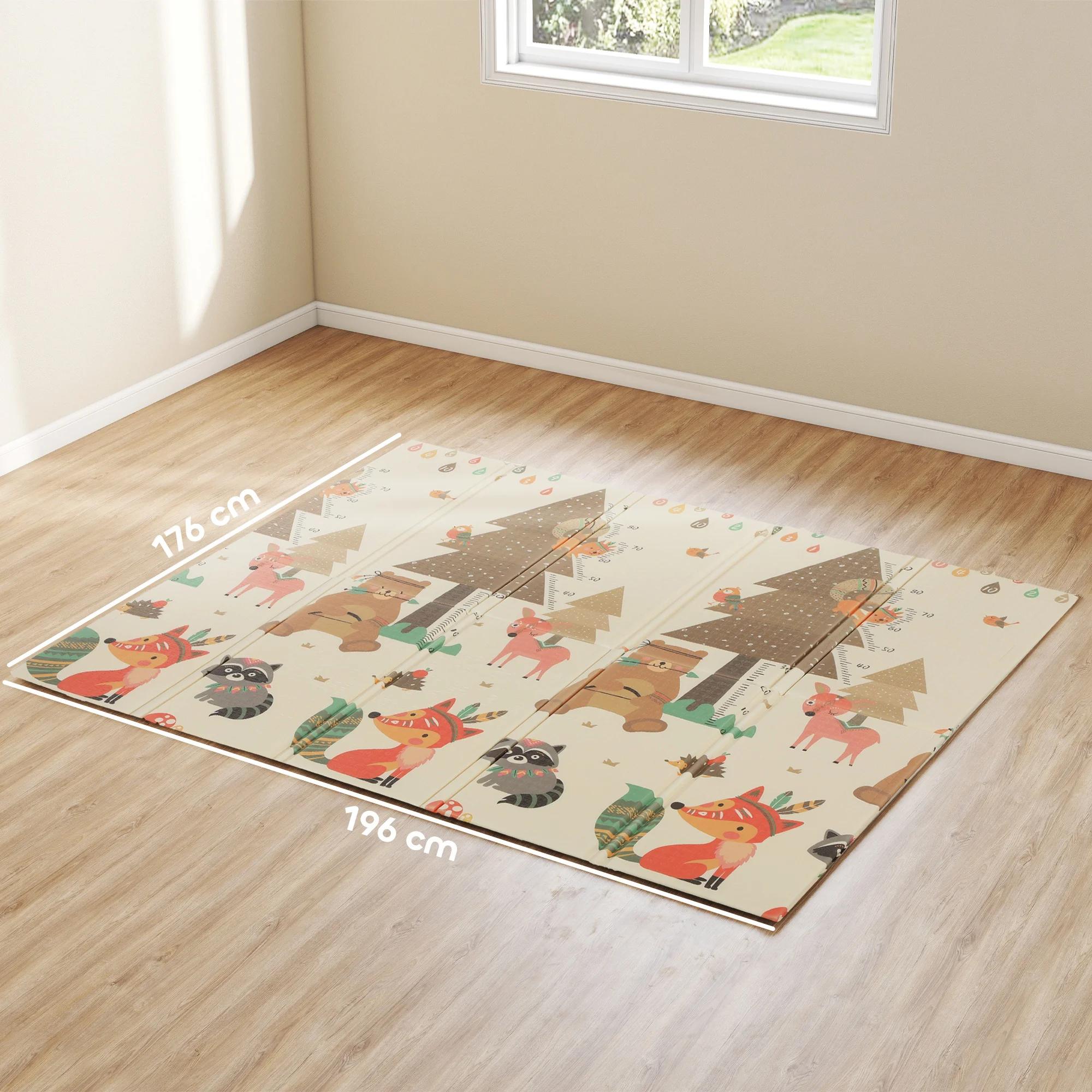 Tapis pour bébé Aiyaplay réversible et pliable, rembourré, 196X176X1.5 cm, double face, imperméable,