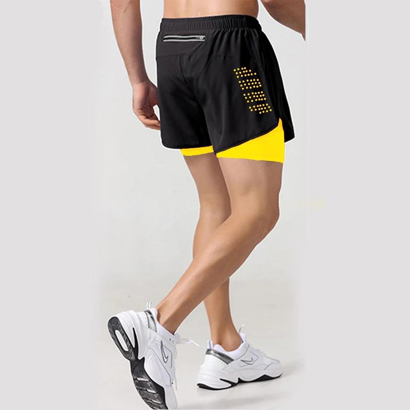 Nouveaux hommes Shorts de course Shorts de sport 2 en 1 séchage rapide entraînement gymnase Fitness 