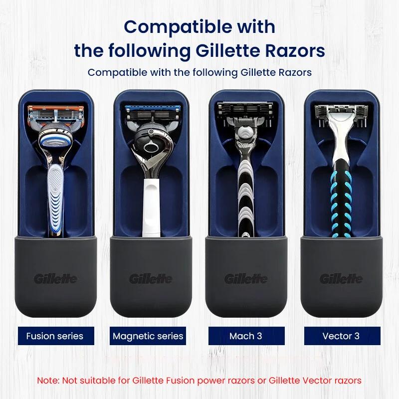 Étui de voyage magnétique noir pour rasoir de marque Gillette, Compatible avec la série Fusion/magné