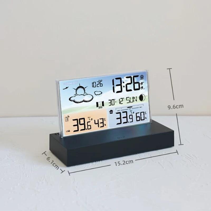 Station météo numérique multifonctionnelle, réveil, capteur de température intérieure et extérieure,