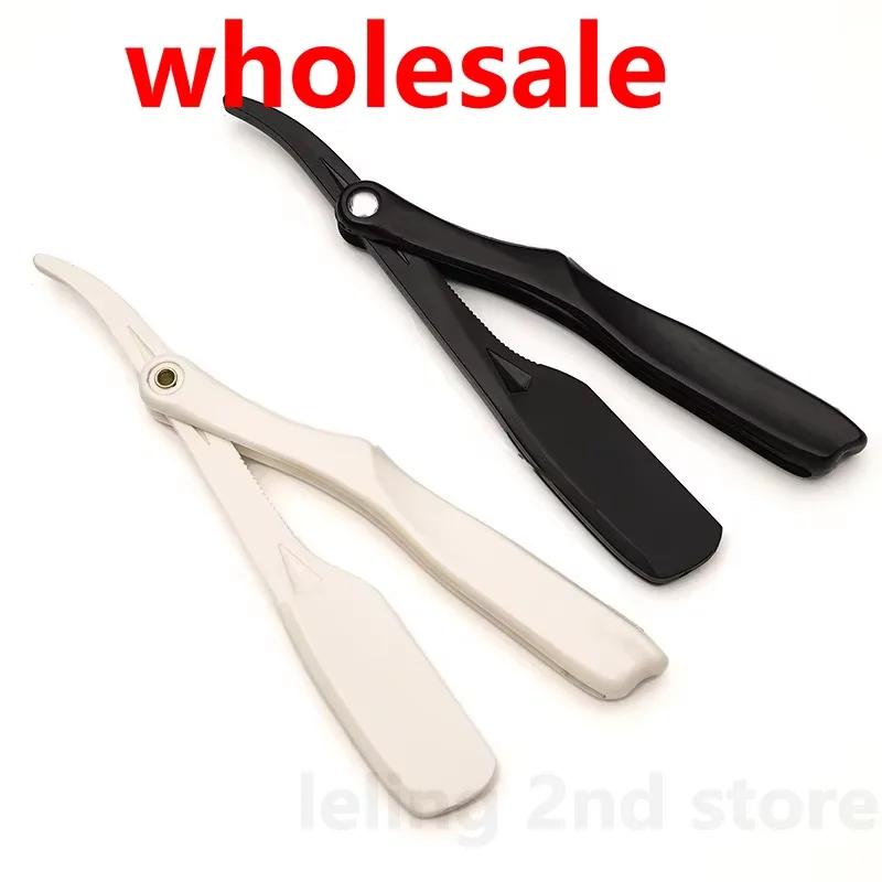 Rasoir manuel professionnel bord droit rasoir de barbier en plastique pliant rasage coupe-barbe raso