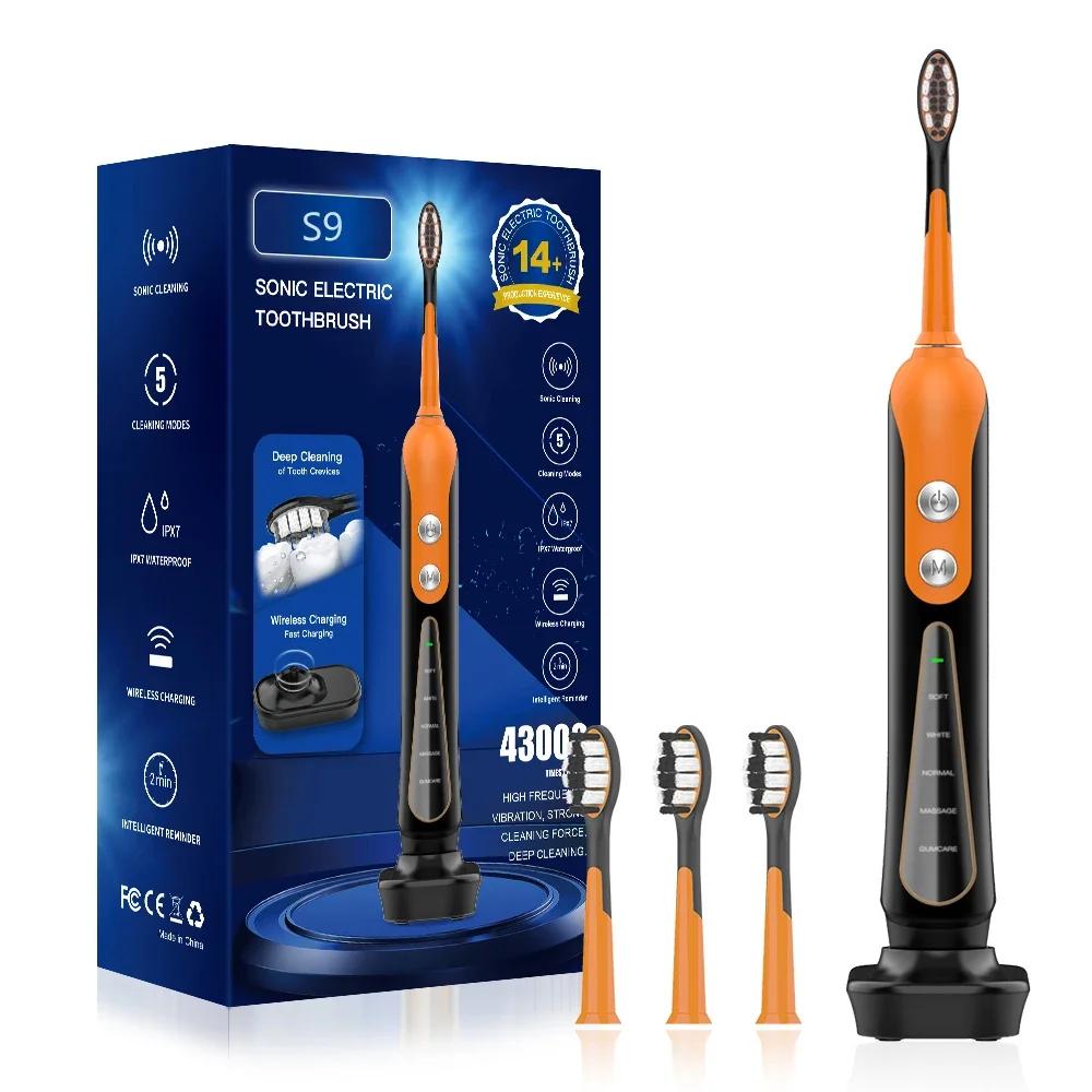 SUBORT S9 brosse à dents électrique sonique sans fil USB Rechargeable brosse à dents blanchissante é