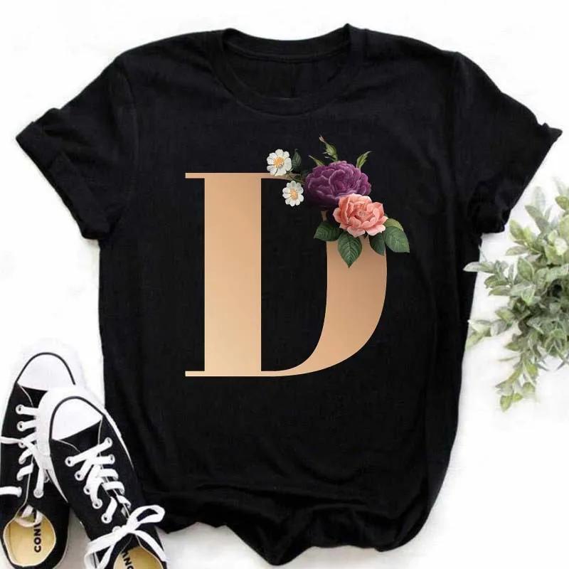 A B C D E Alphabet anglais imprimé T-Shirt femmes nouvel été Couples amoureux femme T-Shirt Harajuku