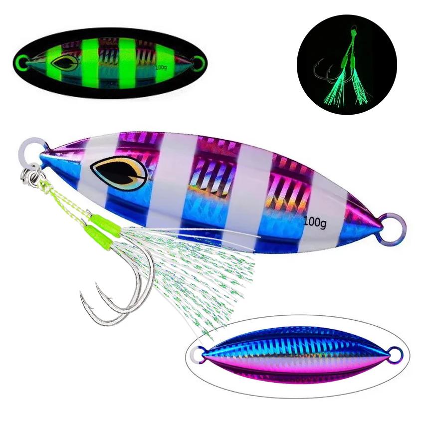 1 pièces haute qualité métal nuit lueur lente gabarit leurre de pêche 40g 60g-200g éviers rapidement