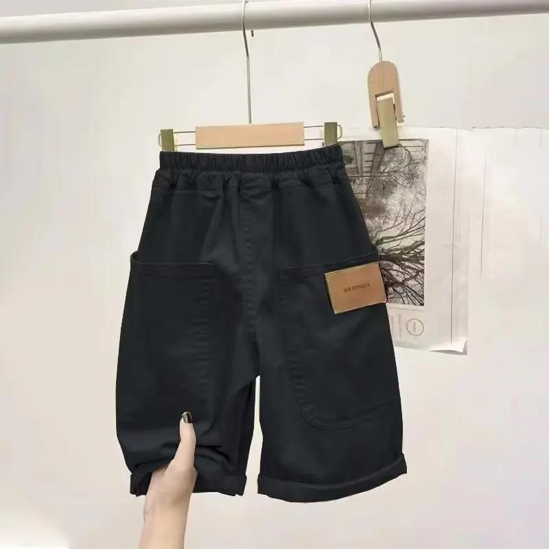 UNITIM Short d'été pour garçons de 3 à 14 ans avec poches autocollantes, pantalon mi-long décontract