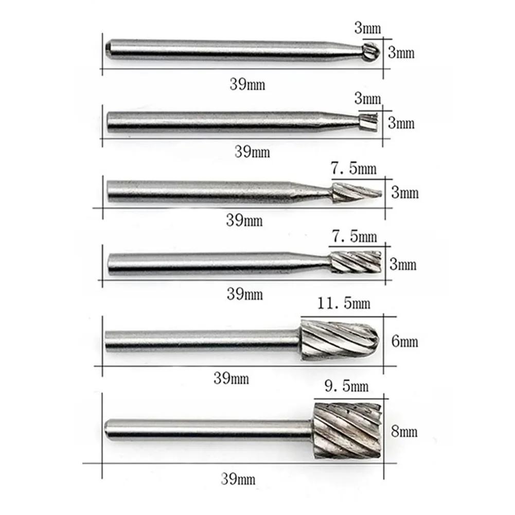 6 pièces Dremel outil rotatif Mini foret ensembles HSS routeur meulage fraises pour bois métal sculp