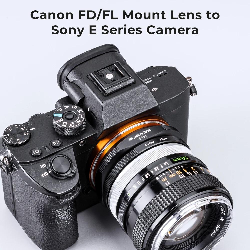 Adaptateur de monture d'objectif K&F CONCEPT FD vers Nex E pour objectif Canon FD FL vers monture So