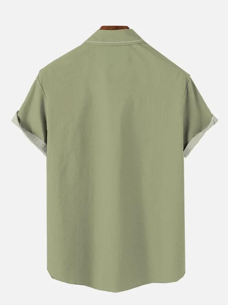 Chemise hawaïenne à manches courtes pour hommes, poche poitrine imprimée, éléments de la guerre de l