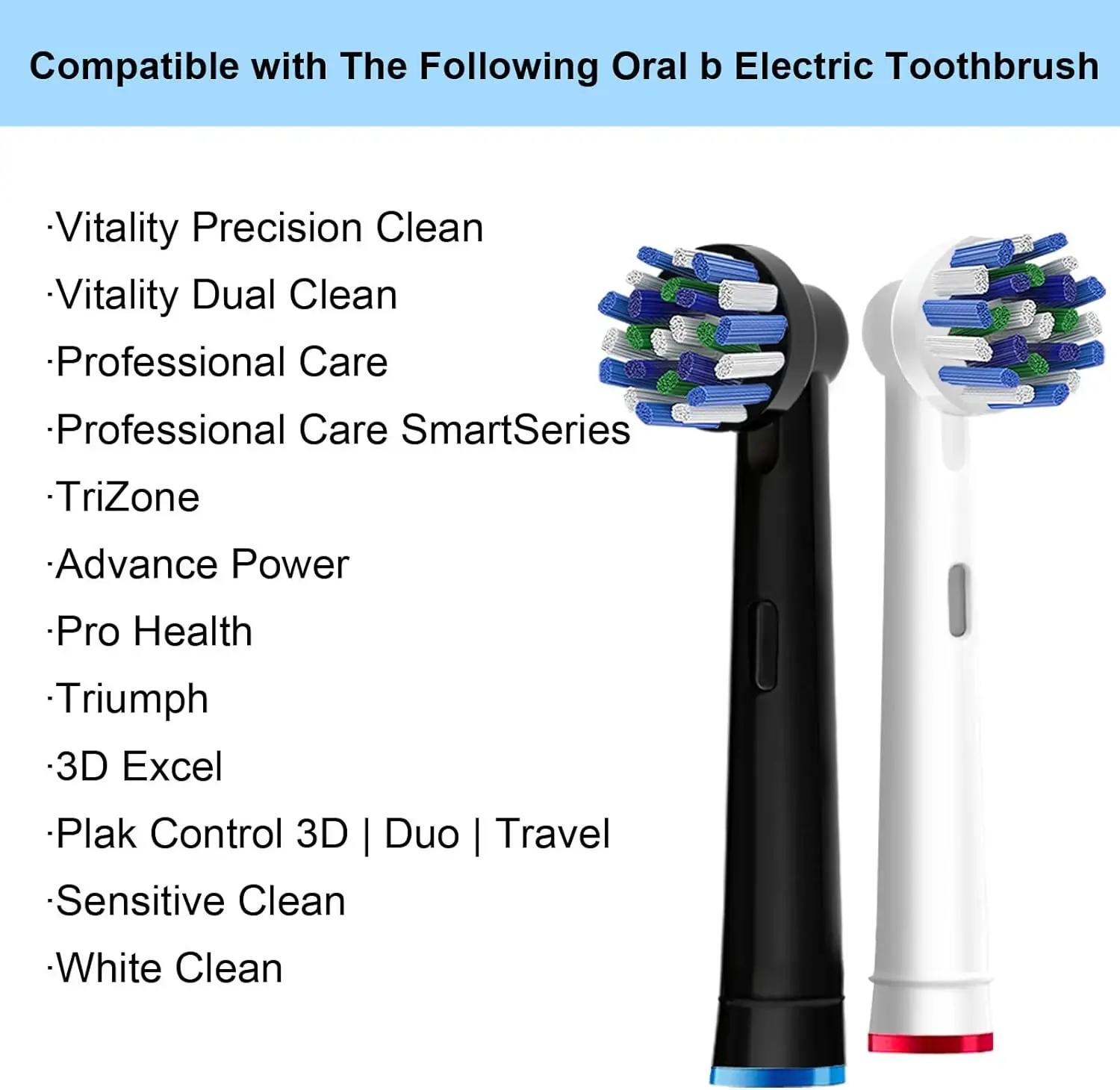 Recharge de têtes de brosse à dents croisées noires, pour Oral B Braun Pro 500/1000/1500/3000/3757/5