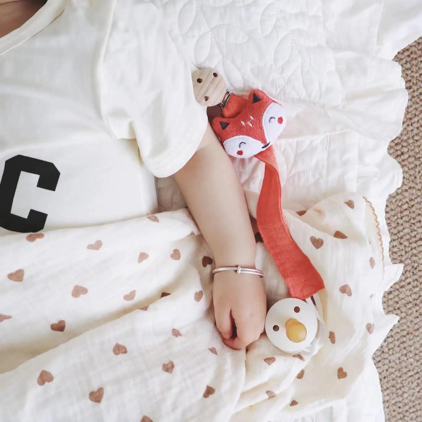 Attache-sucette pour bébé, 1 pièce, chaîne de sucette en bois de coton pour nouveau-né, porte-tétine