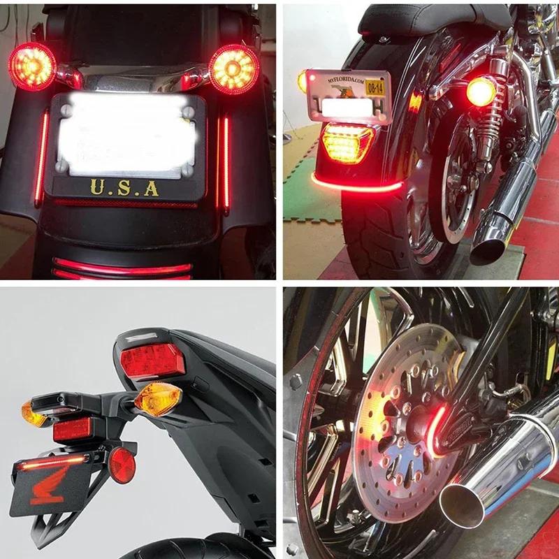 Flexible 48 LED moto barre lumineuse bande queue clignotant queue frein arrière arrêt ampoule lampe 