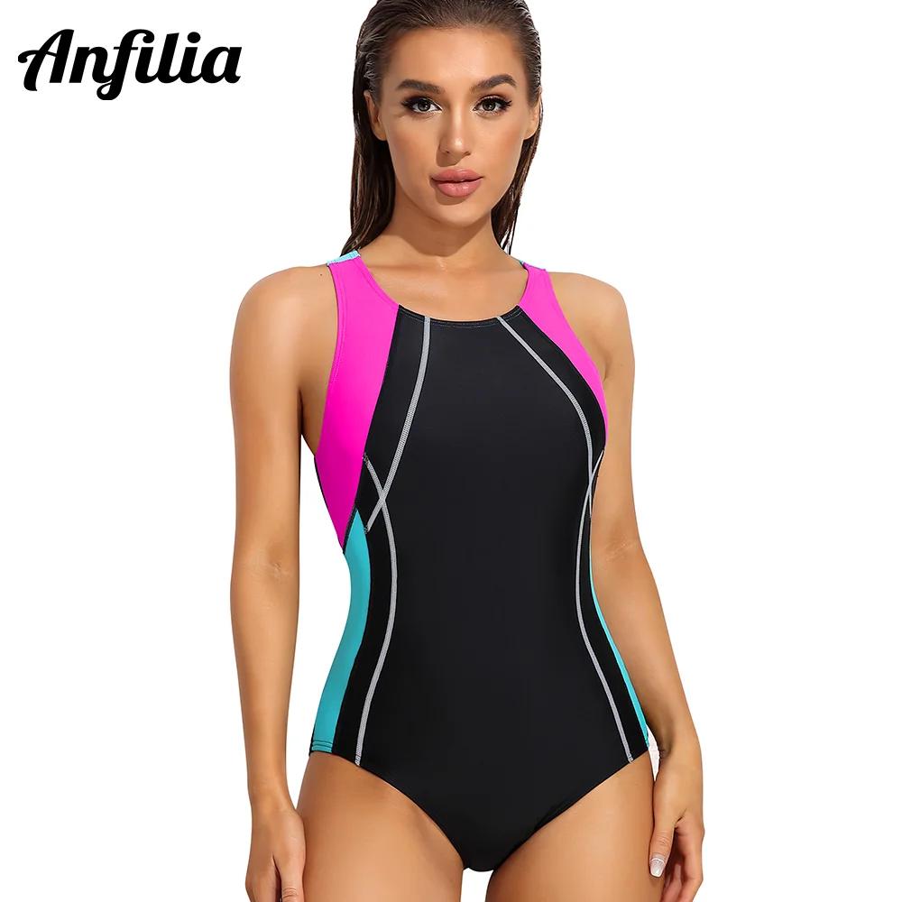 Anfilia maillots de bain une pièce femmes maillots de Sport maillot de bain de Sport dos ouvert vête