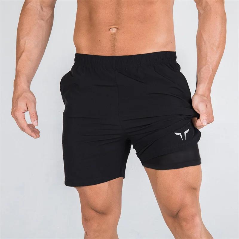 Short de sport de fitness à double pont pour hommes, slim, séchage rapide, tissé, respirant, pantalo