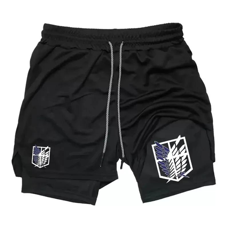 Nouveaux shorts de sport 2-en-1 pour hommes, respirants, décontractés, pour le jogging, l'été, avec 