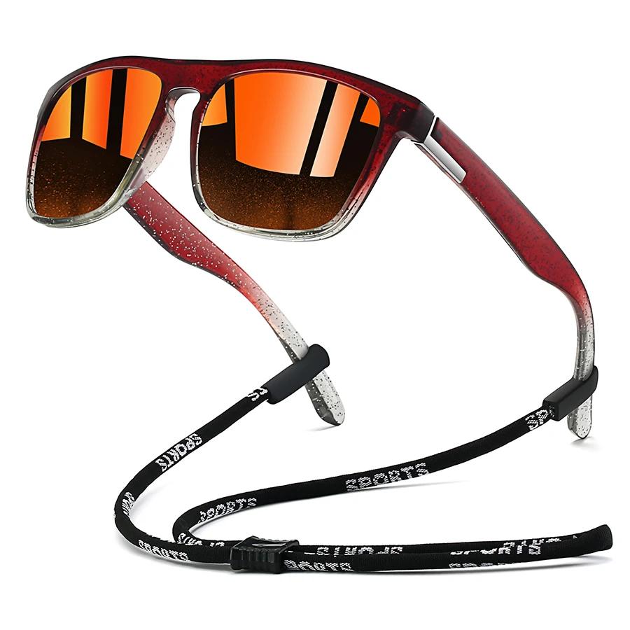 Lunettes de soleil avec chaîne pour hommes et femmes, carrées classiques, pour la conduite, la pêche