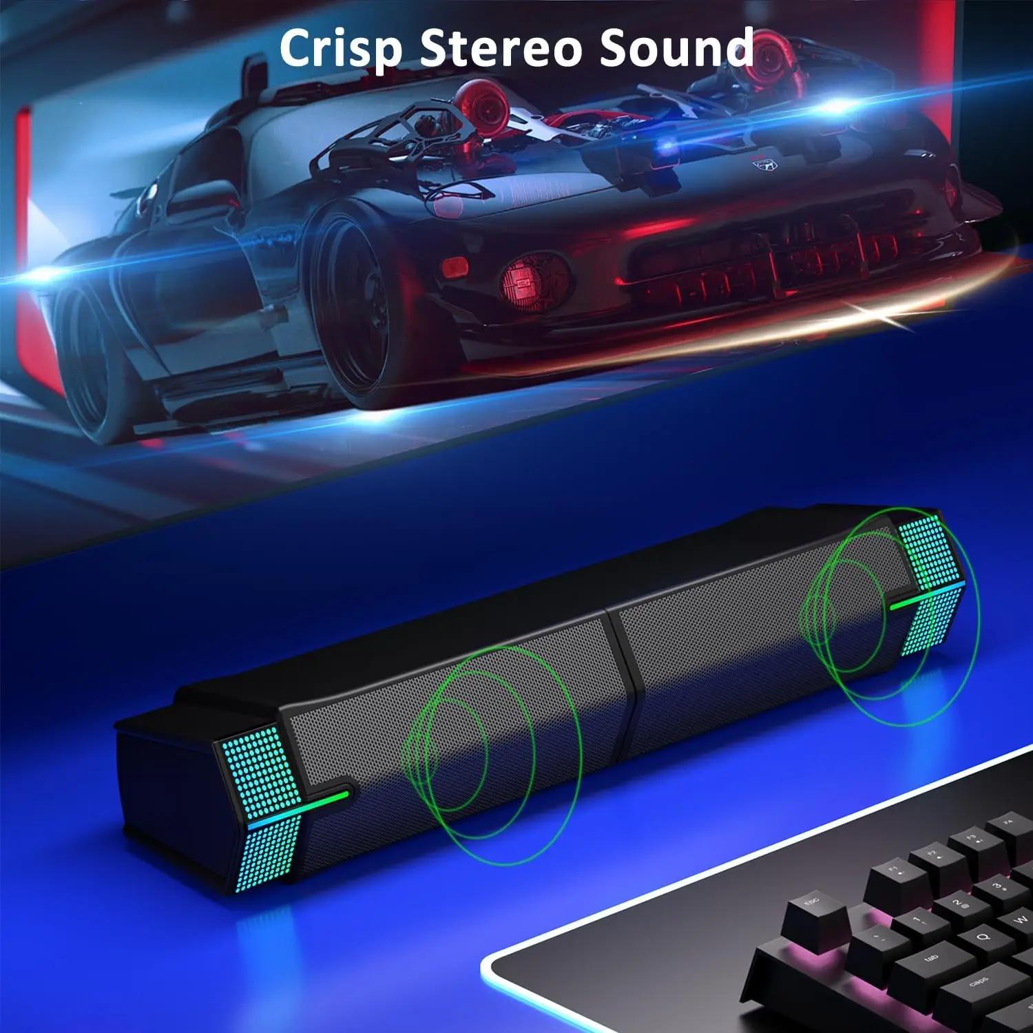 Jeecoo M20 haut-parleurs d'ordinateur Bluetooth pour moniteur de bureau PC, alimenté par USB filaire