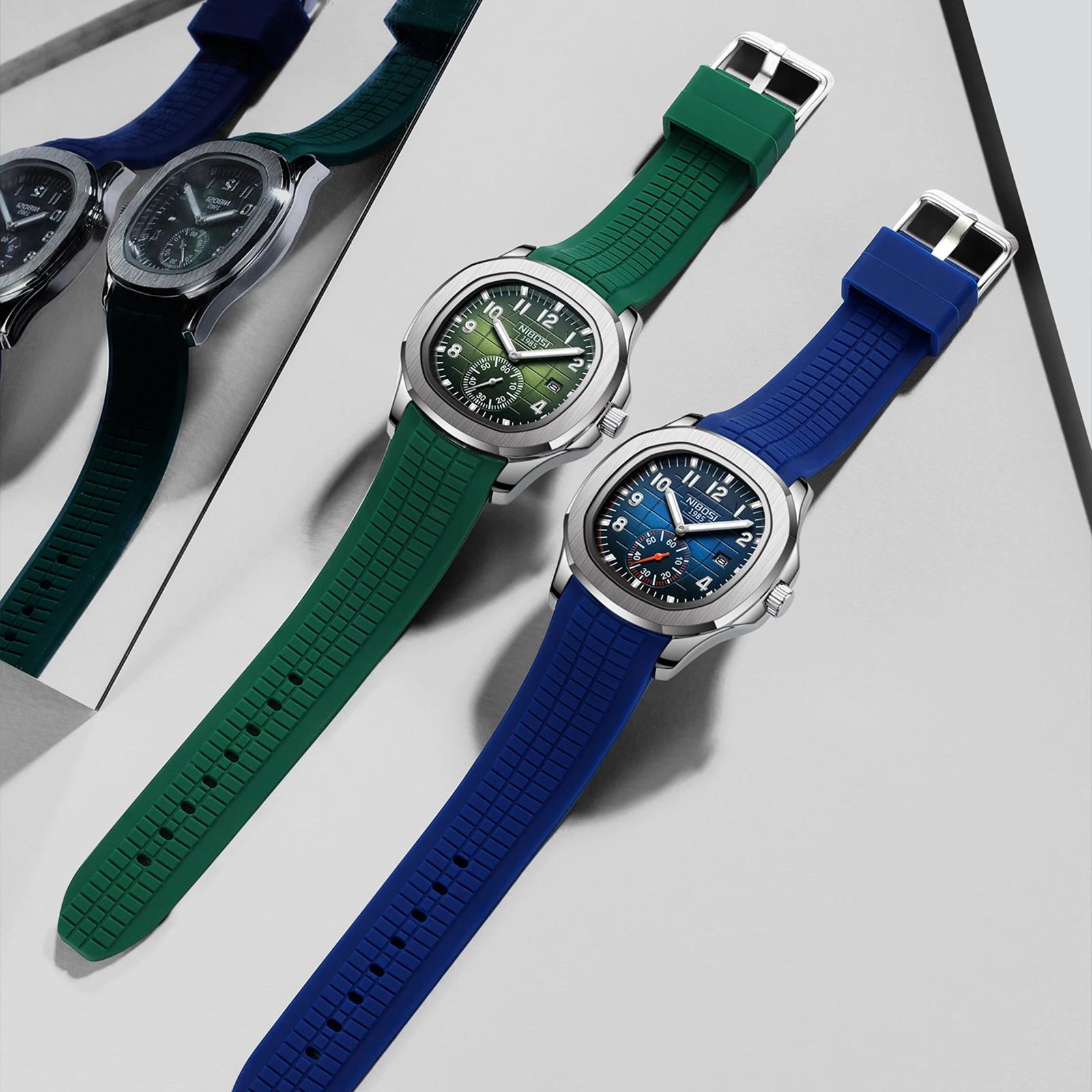 NIBOSI Sport hommes montres haut de gamme de luxe Auto Date montre hommes étanche lumineux AQUANAUT 