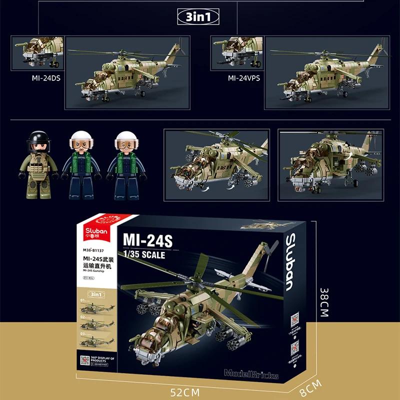 Sluban WW2 – arme à Air militaire russe, hélicoptère d'attaque Mi-24, modèle arrière, blocs de const