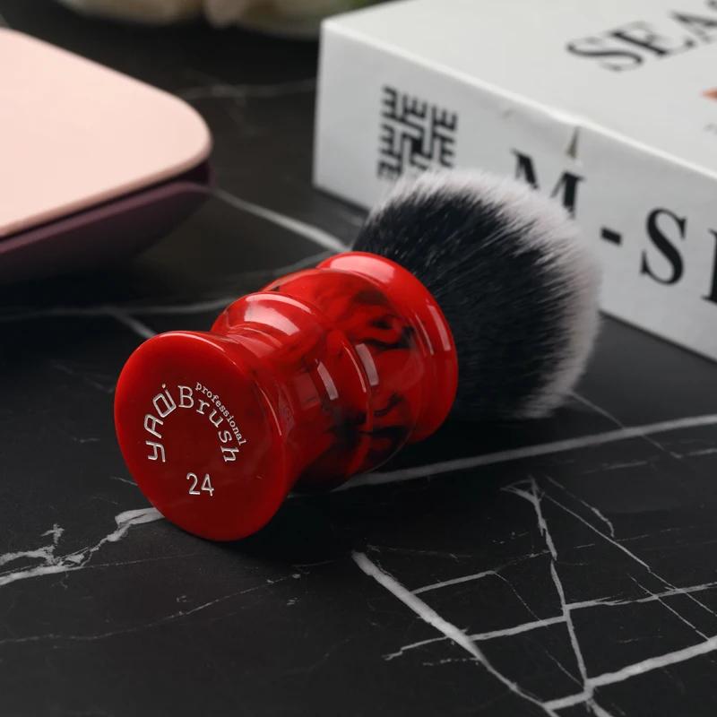 Yaqi Edom 24mm Brosse à raser pour homme avec manche en résine, poils synthétiques, bon nœud Tuxedo