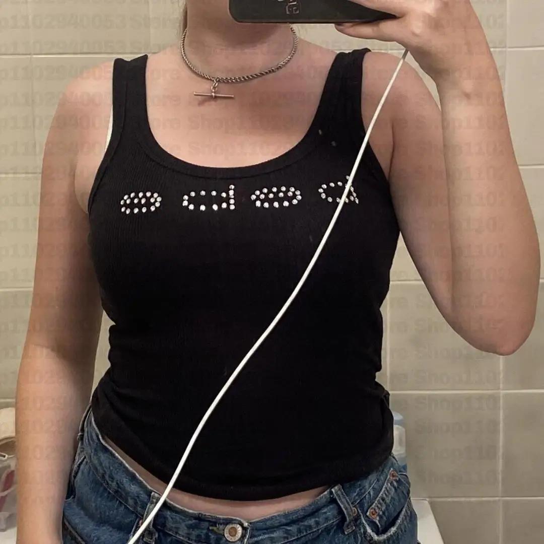 Débardeur Vintage sans manches avec lettres imprimées, haut court de personnalité, Slim, Streetwear,