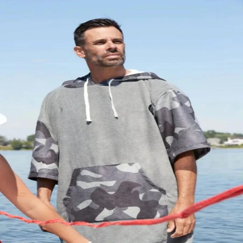 Tichken – Robe à capuche unisexe pour la plage et la natation, serviette à langer en velours microfi