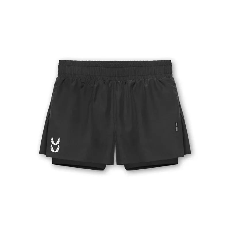 NOUVEAUX Shorts de sport Hommes 2 en 1 Shorts à double pont Pantalons de survêtement d'été en plein 