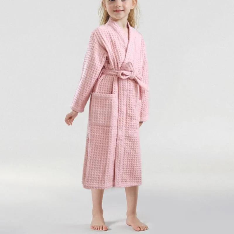 Peignoir de bain en coton pour enfants, absorbant et à séchage rapide, long, avec capuche, en tissu 