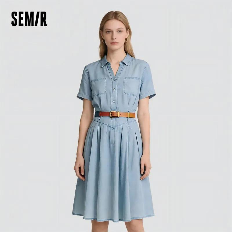 Robe en jean Semir pour femme, taille cintrée, boutonnée, nouvelle collection été 2025, robe midi ra
