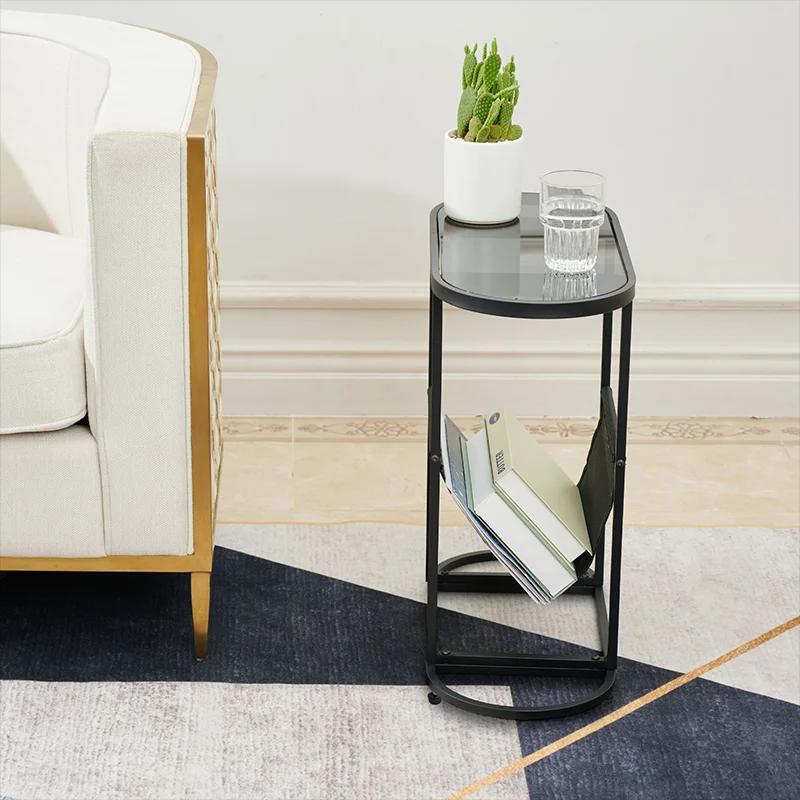 Petites Tables d'Appoint promenales en Verre, Petit Espace de Salon avec Magazines, Espace de Rangem