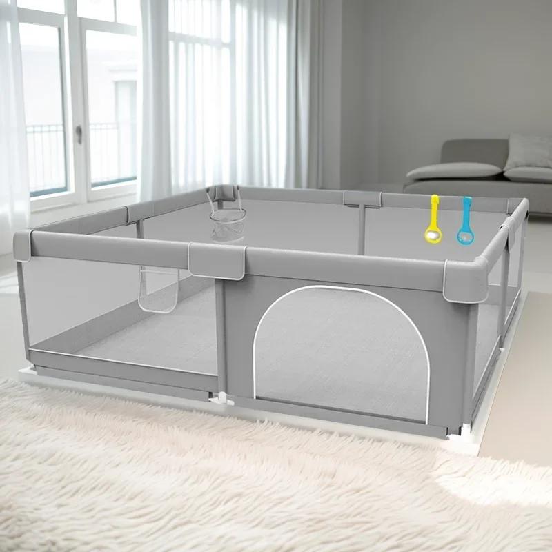 IMBABY Aire de jeux pour bébé 150x180 cm Parc pour bébé Boîte de clôture pour enfants grise avec par