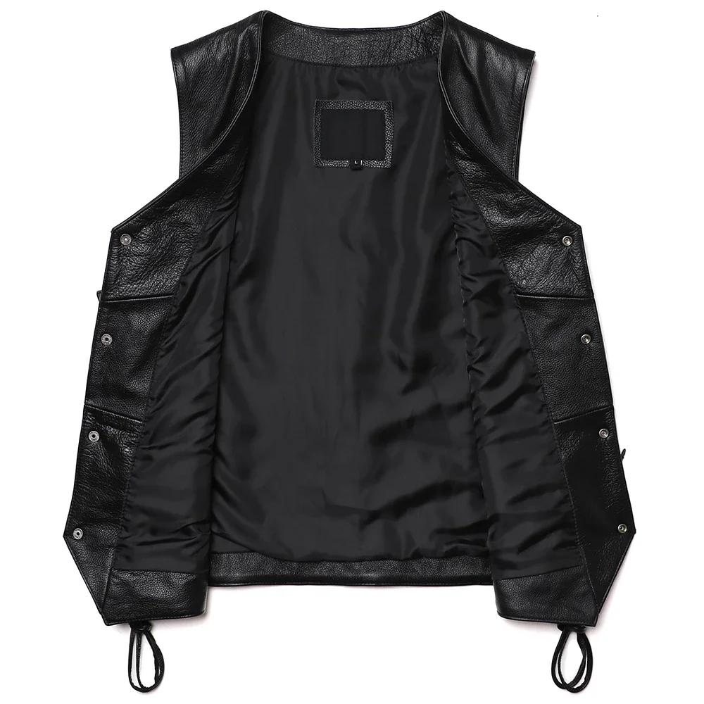 GlaSlim Col V Glands FibJacket, Cuir de vachette véritable, GlaSlim, Classique, Moto, Naturel, Homme
