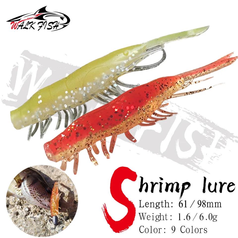 WALK FISH – appât souple en Silicone pour crevettes artificielles, leurre pour mordre la carpe, bar,