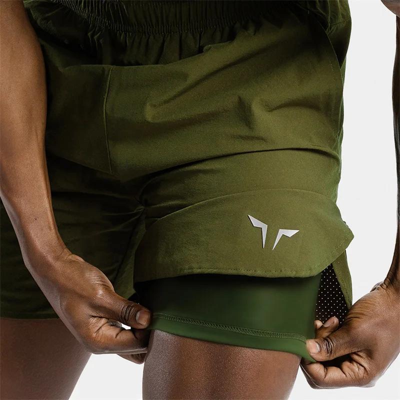 Short de sport de fitness à double pont pour hommes, slim, séchage rapide, tissé, respirant, pantalo