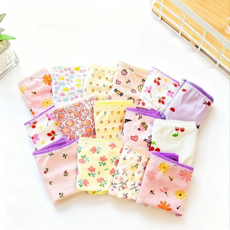 Sous-vêtements pour bébés filles, 12 pièces, couleur aléatoire, culottes en coton pour enfants, slip